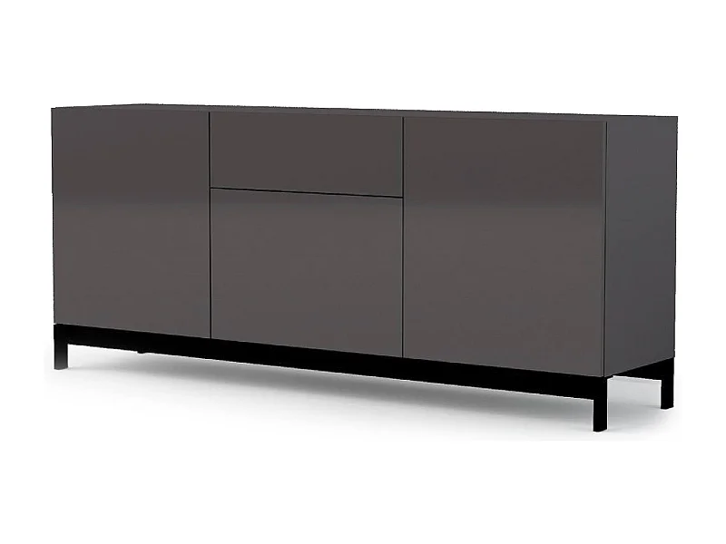 Buffet Dmitol, Buffet de cuisine avec 3 portes et 1 tiroir, Buffet de salon, 100% Made in Italy, 170x40h47 cm, Anthracite Brillant
