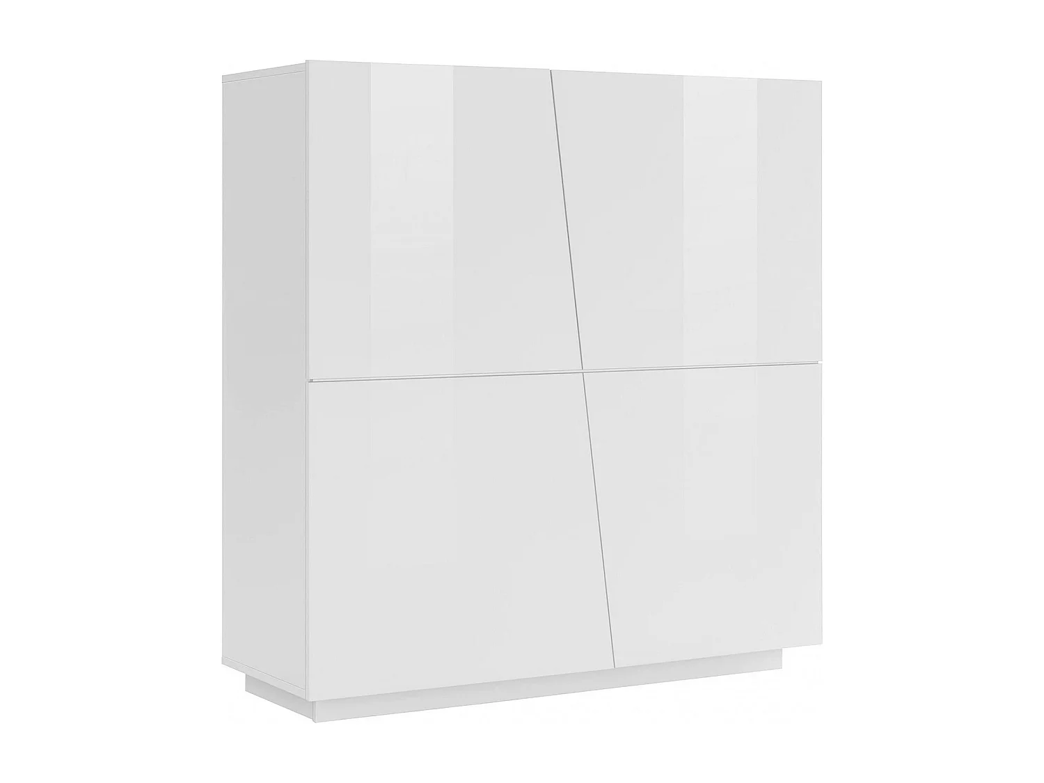 Buffet Dlorier, Buffet de cuisine 4 portes, Buffet de salon, 100% Made in Italy, 120x43h126 cm, Blanc brillant