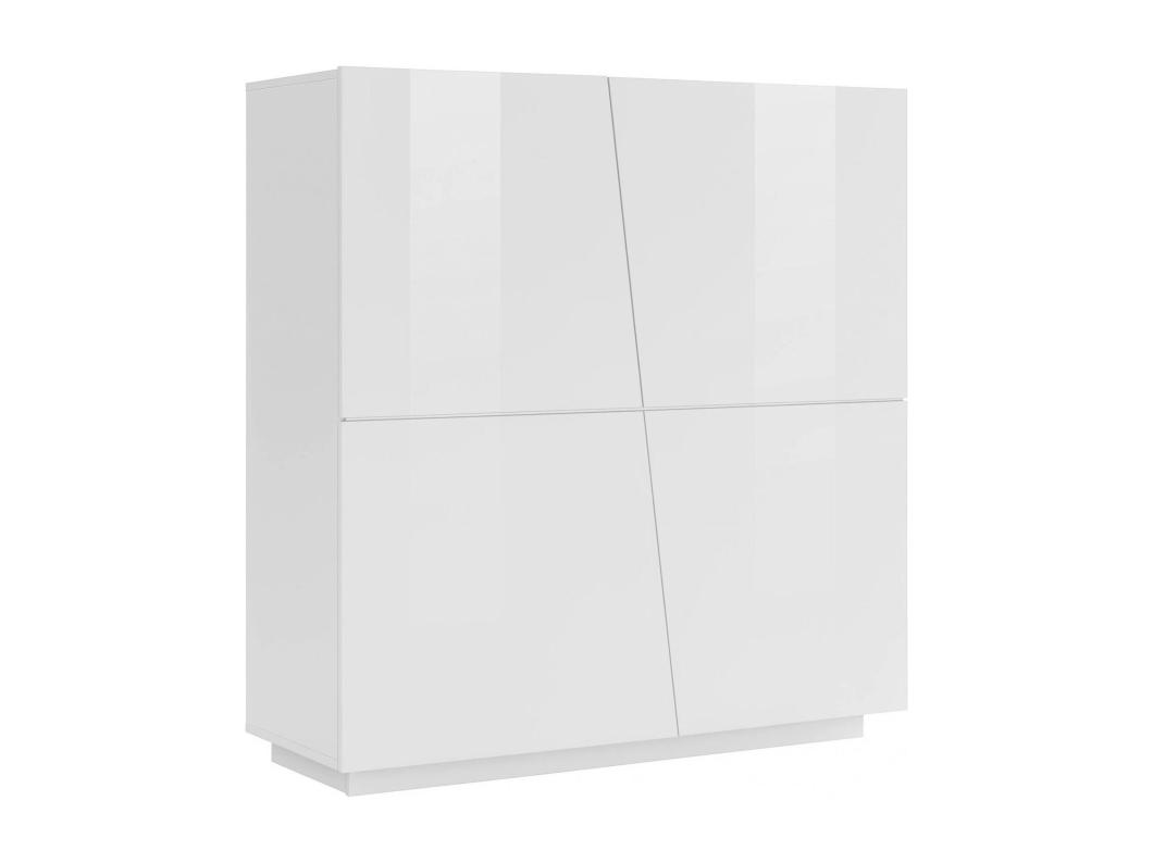 Aparador Dlorier, aparador de cozinha 4 portas, Buffet de sala, 100% Fabricado na Itália, 120x43h126 cm, Branco brilhante