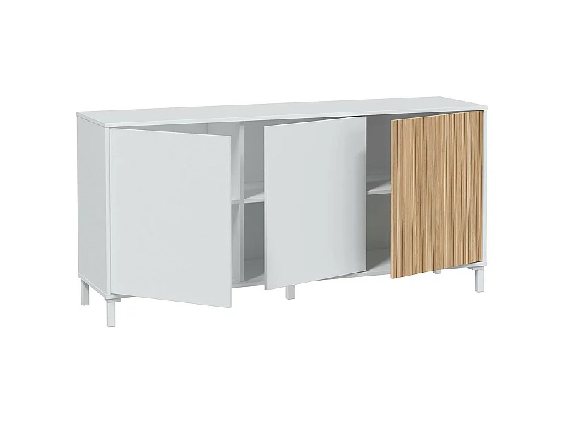 Buffet Dolivera, buffet de salon moderne, buffet de salon 3 portes, 154x40h74 cm, blanc