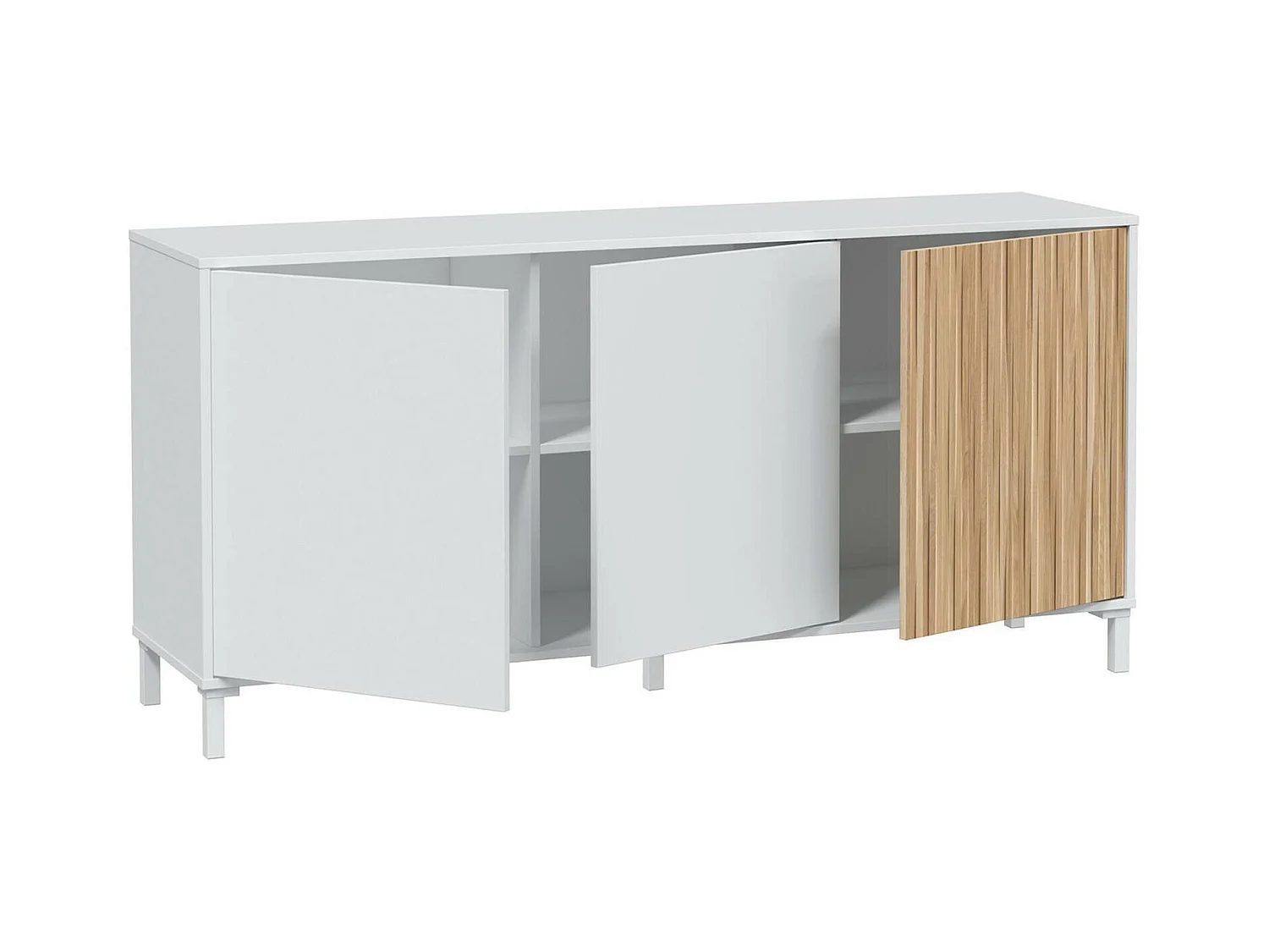 Buffet Dolivera, buffet de salon moderne, buffet de salon 3 portes, 154x40h74 cm, blanc