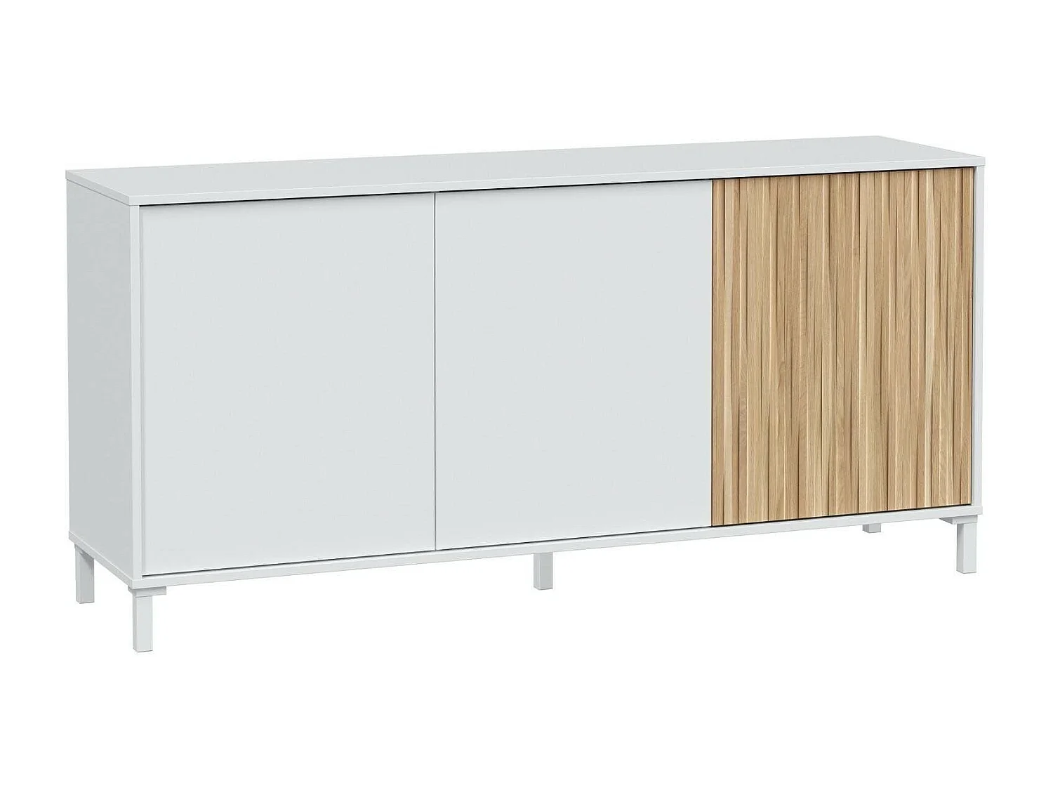 Buffet Dolivera, buffet de salon moderne, buffet de salon 3 portes, 154x40h74 cm, blanc