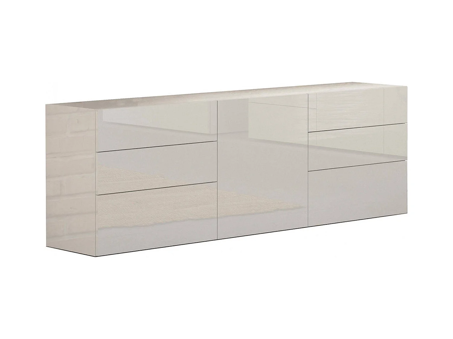 Buffet Dciss, Buffet de cuisine avec 1 porte et 6 tiroirs, Buffet de salon, Buffet de cuisine, 100% Made in Italy, 170x40h35 cm, Blanc brillant