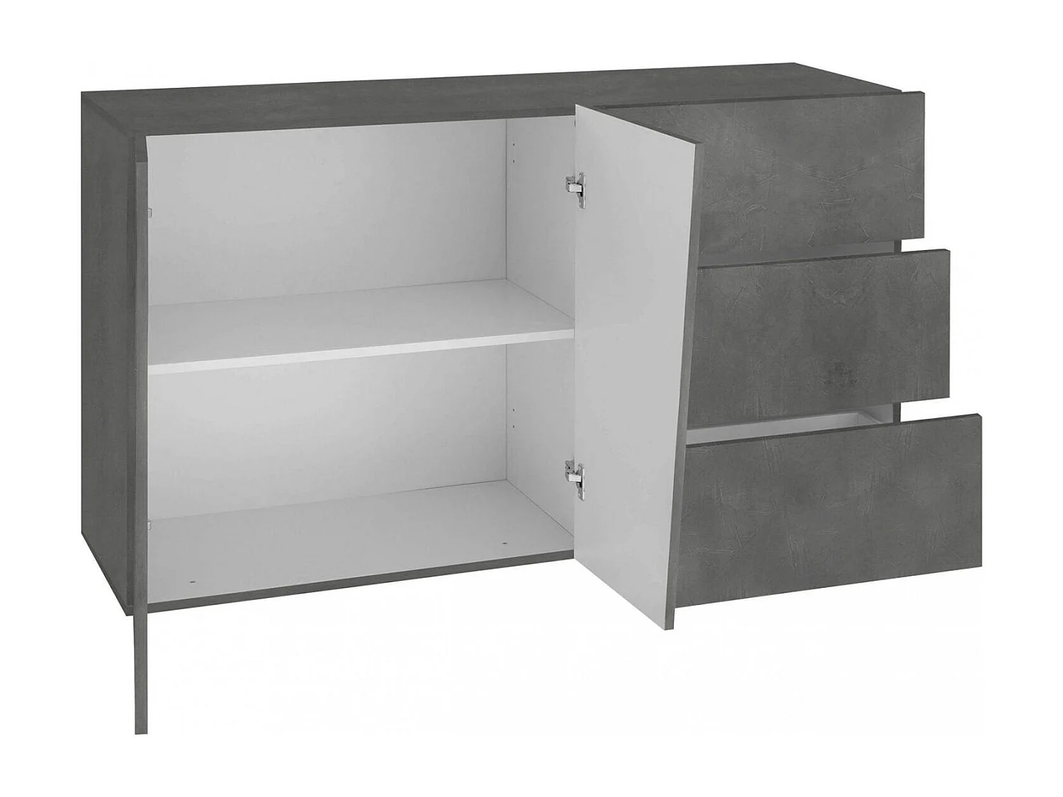 Buffet Dficagn, Buffet de cuisine avec 2 portes et 3 tiroirs, Buffet de salon, 100% Made in Italy, 141x43h86 cm, Ardoise