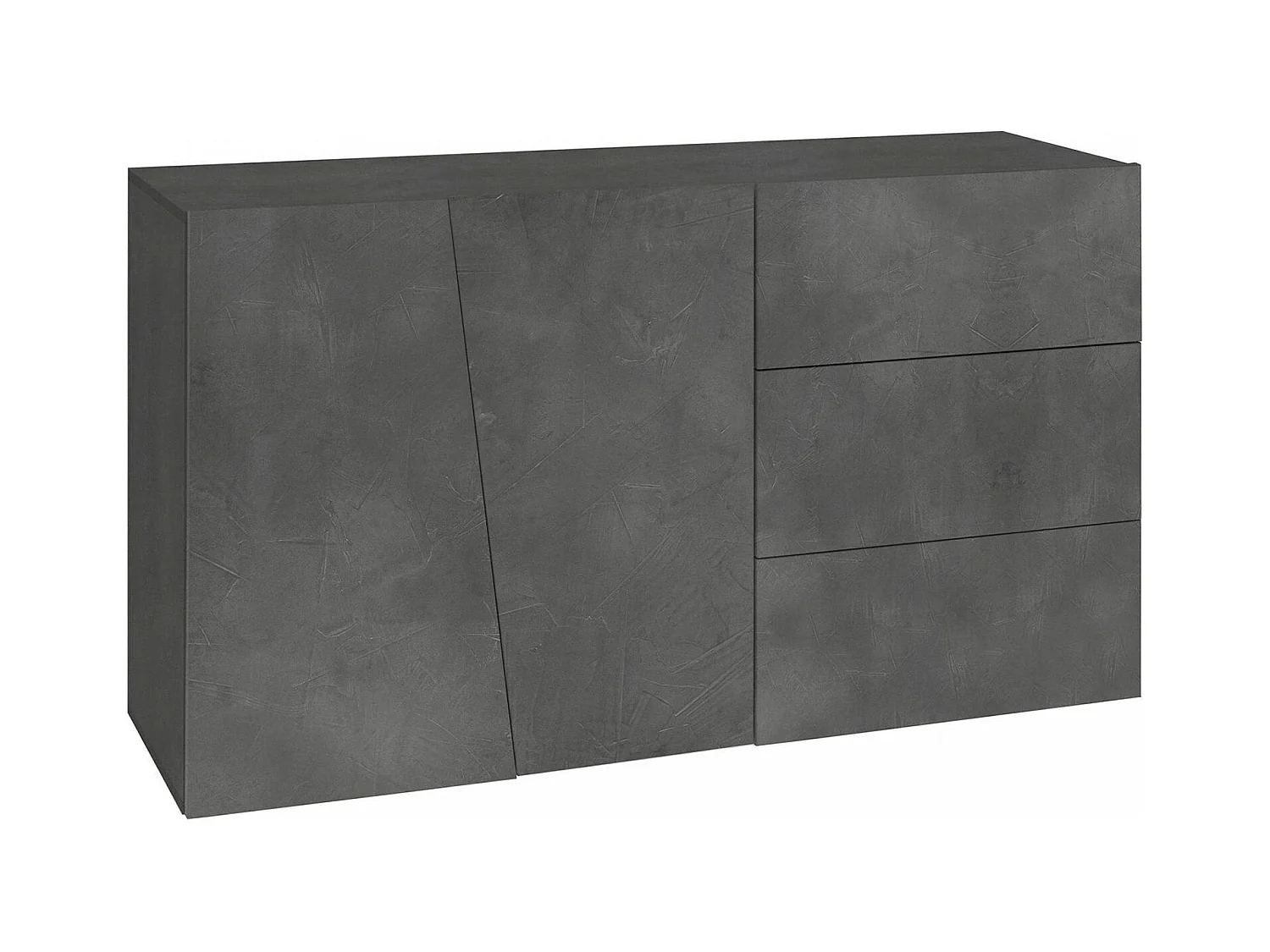 Buffet Dficagn, Buffet de cuisine avec 2 portes et 3 tiroirs, Buffet de salon, 100% Made in Italy, 141x43h86 cm, Ardoise