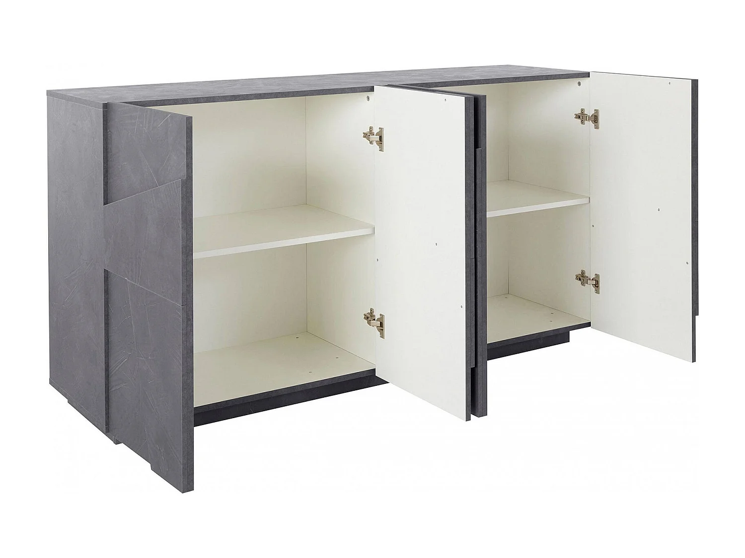 Aparador Dlanzar, Aparador de cocina con 4 puertas, Buffet de salón, 100% Made in Italy, cm 162x44h86, Pizarra