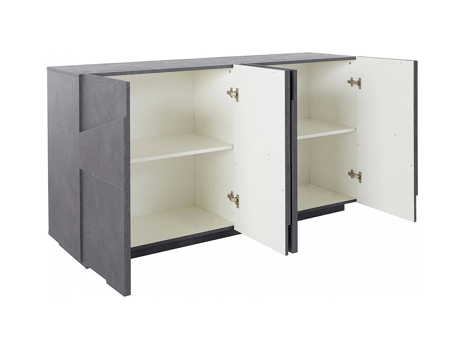 Aparador Dlanzar, Aparador de cocina con 4 puertas, Buffet de salón, 100% Made in Italy, cm 162x44h86, Pizarra