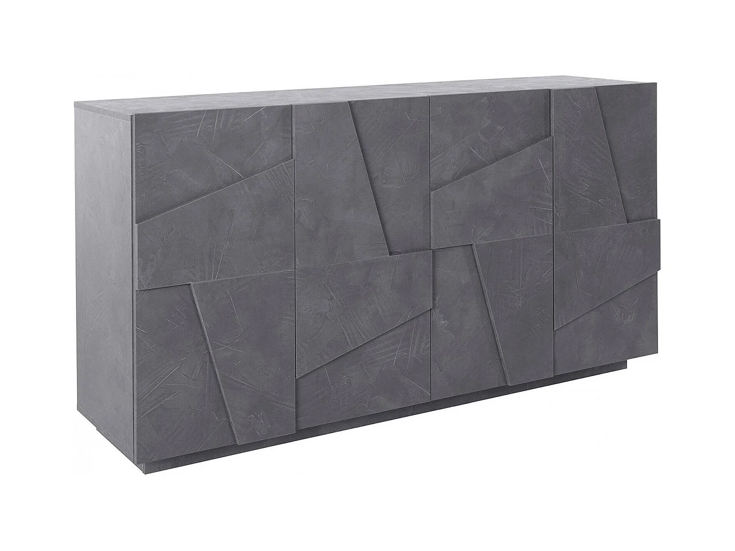 Kommode Dlanzar, Küchen-Sideboard mit 4 Türen, Wohnzimmer-Buffet, 100 % Made in Italy, cm 162x44h86, Slate