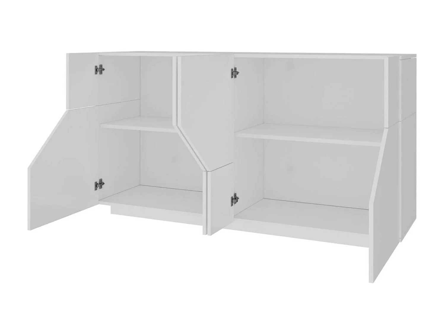 Buffet Dmeron, Buffet de cuisine 4 portes, Buffet de salon, 100% Made in Italy, 200x43h86 cm, Blanc brillant