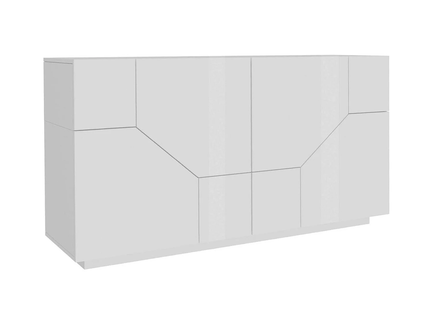 Dmeron dressoir, 4-deurs keukendressoir, Woonkamerbuffet, 100% Made in Italy, 200x43h86 cm, Glanzend wit