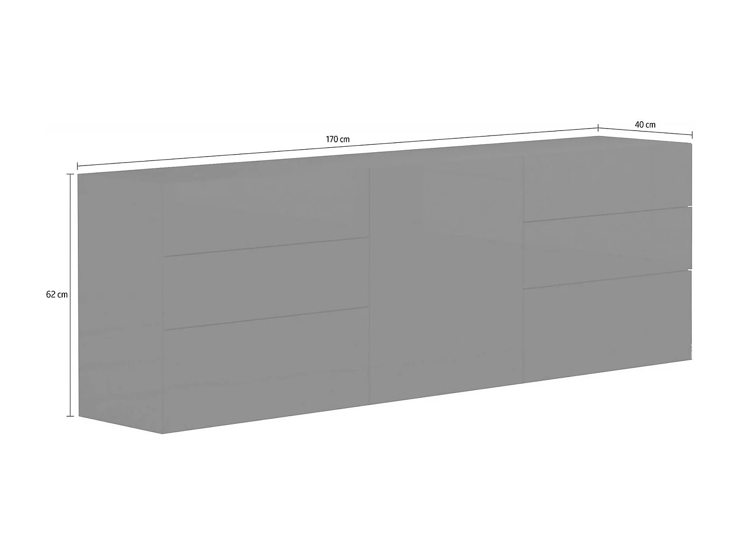 Buffet Dciss, Buffet de cuisine avec 1 porte et 6 tiroirs, Buffet de salon, Buffet de cuisine, 100% Made in Italy, 170x40h35 cm, Anthracite Brillant