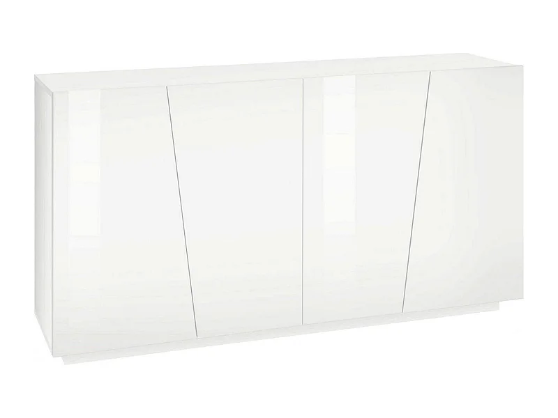 Buffet Dlisuzz, Buffet de cuisine 4 portes, Buffet de salon, 100% Made in Italy, 159x43h86 cm, Blanc brillant