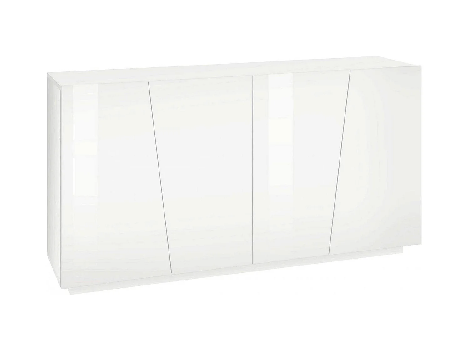 Buffet Dlisuzz, Buffet de cuisine 4 portes, Buffet de salon, 100% Made in Italy, 159x43h86 cm, Blanc brillant