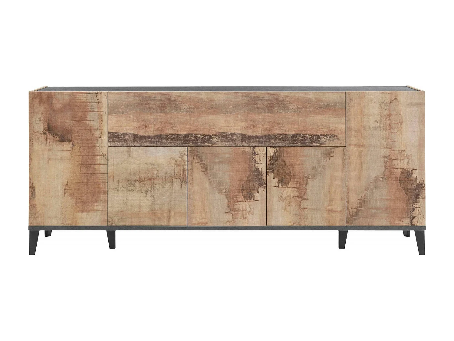 Dnatal Dressoir, Keukendressoir met 6 deuren, Woonkamerbuffet, 100% Made in Italy, 200x40h82 cm, Leisteen en esdoorn