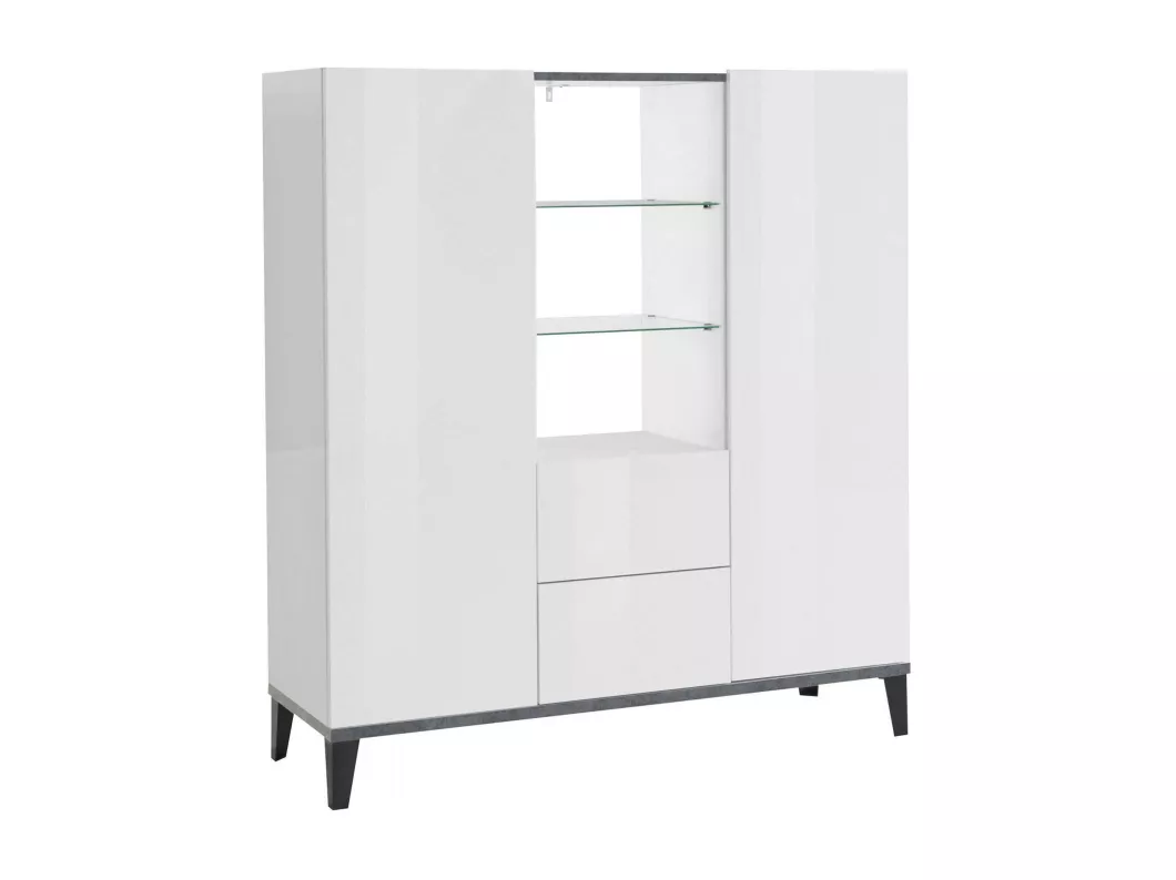 Kauf Unique Kommode Dla, Küchen-Sideboard mit 2 Türen und 2 Schubladen, Wohnzimmer-Buffet, 100% Made in Italy, cm 120x40h133, glänzend weiß und Schiefer