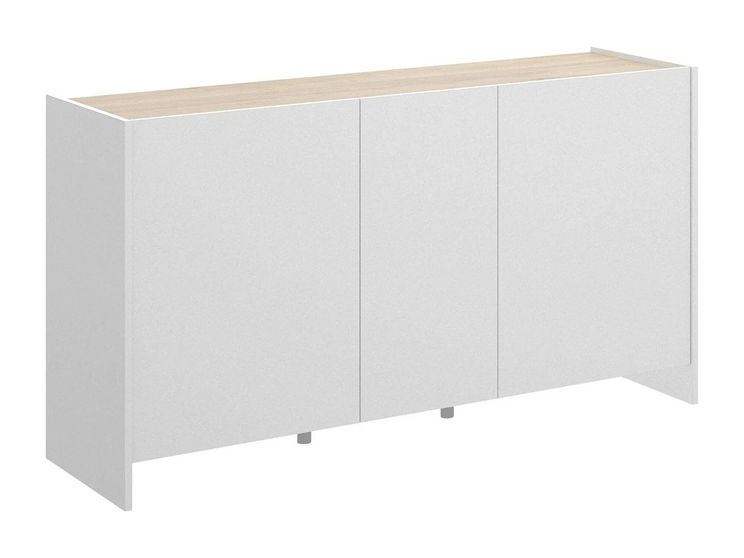 Sideboard Dariol, Buffet für Wohnzimmer, Modernes Sideboard für Wohnzimmer mit 3 Türen, 138x42h76 cm, WeiÃŸ und Eiche