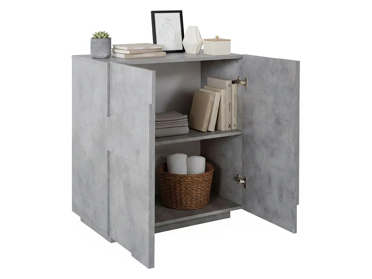 Aparador Dmalcui, aparador de cozinha 2 portas, Buffet de sala, 100% Fabricado na Itália, 81x44h86 cm, Cimento