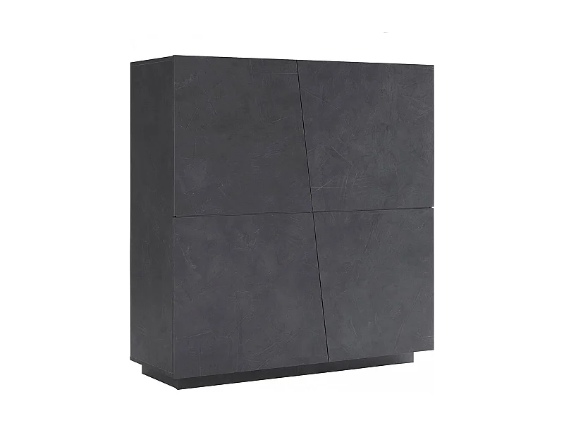 Kommode Dlorier, Küchen-Sideboard mit 4 Türen, Wohnzimmer-Buffet, 100% Made in Italy, cm 120x43h126, Schiefer