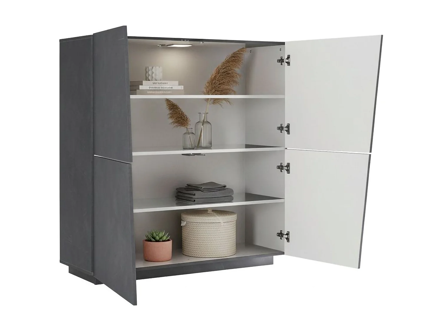 Buffet Dlorier, Buffet de cuisine 4 portes, Buffet de salon, 100% Made in Italy, 120x43h126 cm, Ardoise