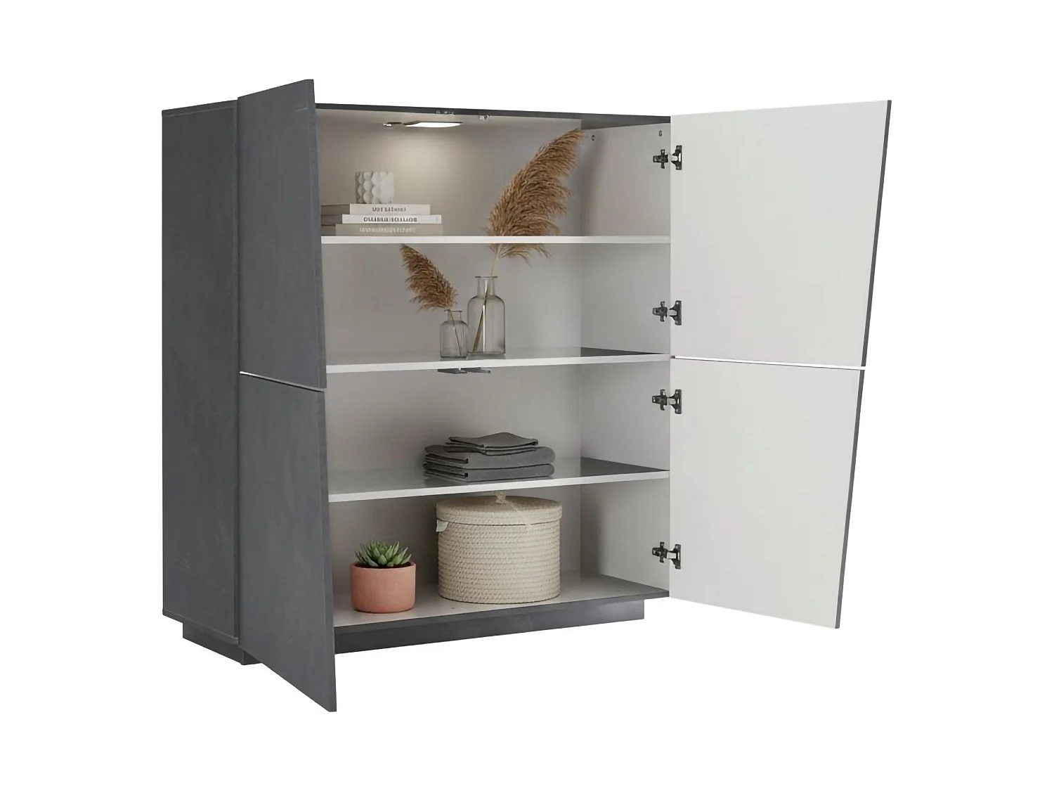 Buffet Dlorier, Buffet de cuisine 4 portes, Buffet de salon, 100% Made in Italy, 120x43h126 cm, Ardoise