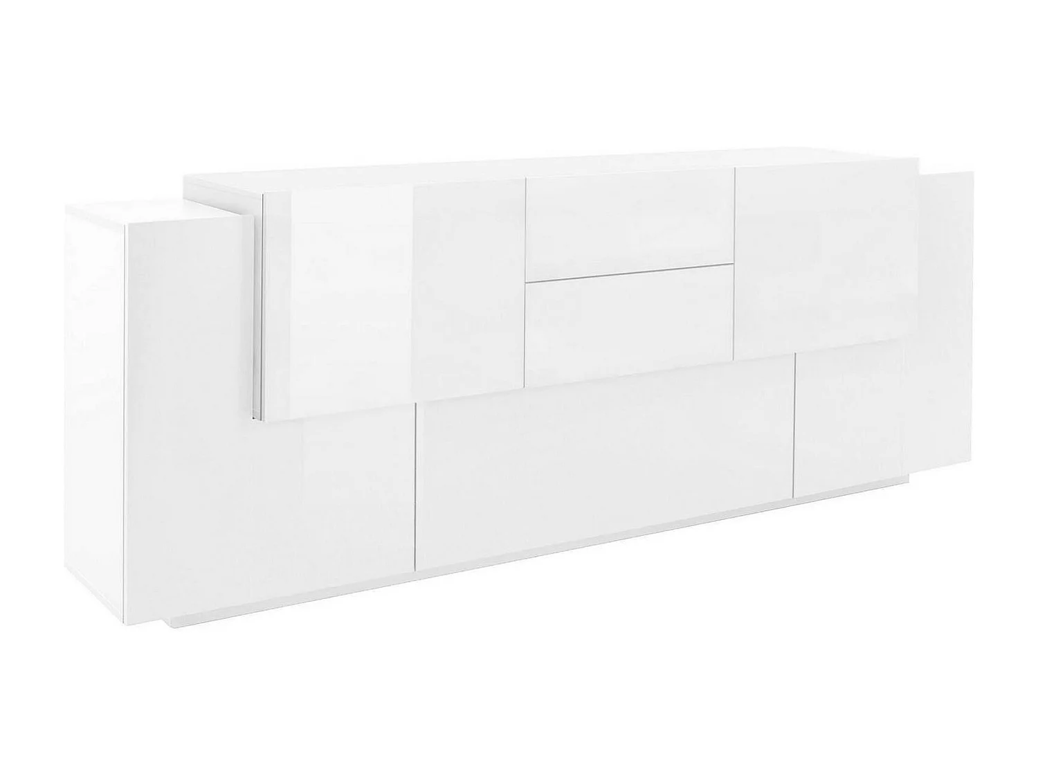 Credenza Akirum, 2 Ripiani Made in Italy, 45x220x86h cm Bianco Lucido, Madia