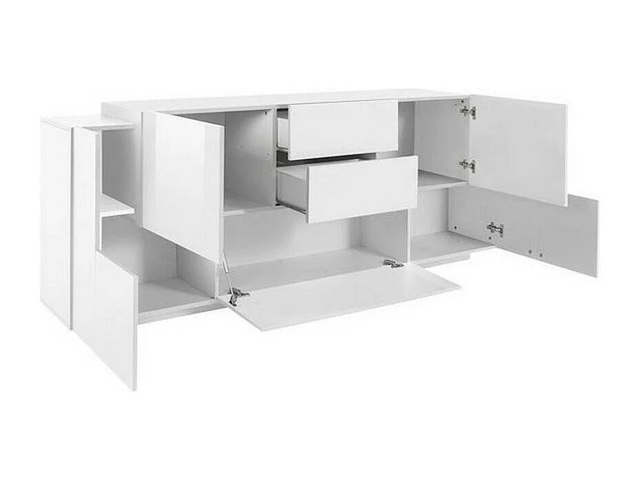 Credenza Akirum, 2 Ripiani Made in Italy, 45x220x86h cm Bianco Lucido, Madia