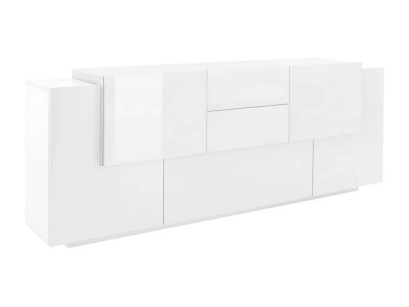Credenza Akirum, 2 Ripiani Made in Italy, 45x220x86h cm Bianco Lucido, Madia