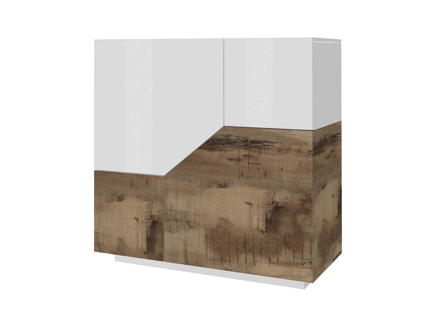 Buffet Dkoud, Buffet de cuisine avec 2 portes, Buffet de salon, 100% Made in Italy, 100x43h106 cm, Blanc brillant et Érable