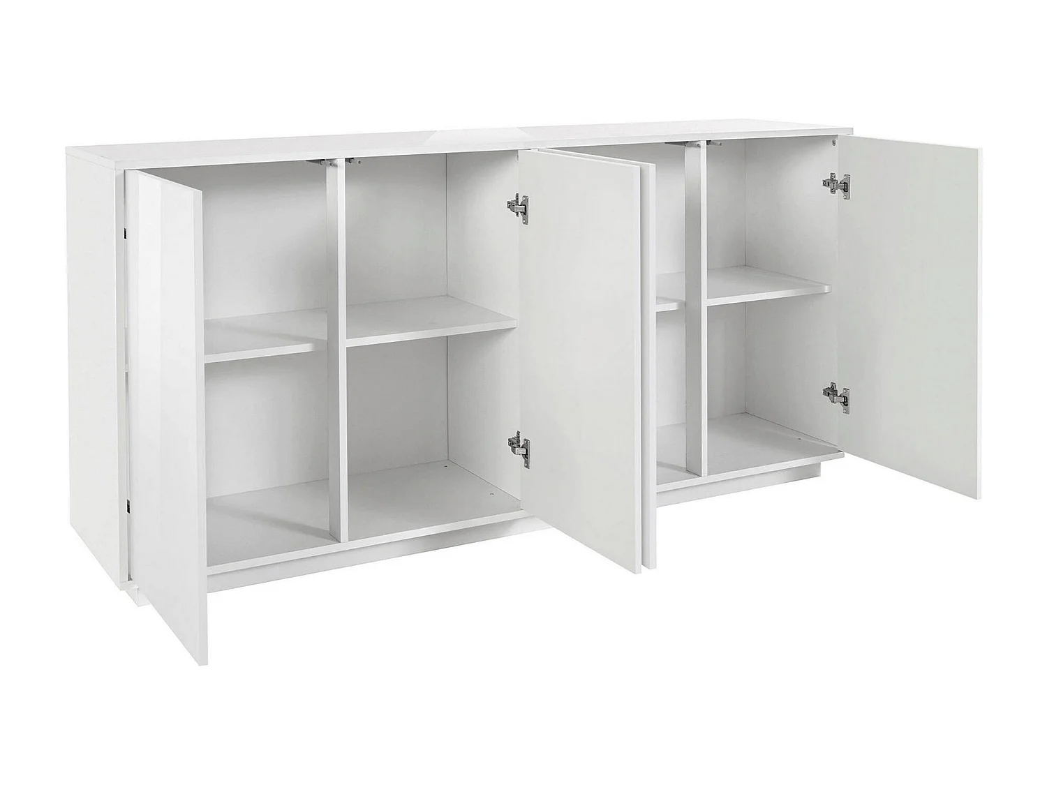 Buffet Dnande, Buffet de cuisine 4 portes, Buffet de salon, 100% Made in Italy, 180x41h86 cm, Blanc brillant