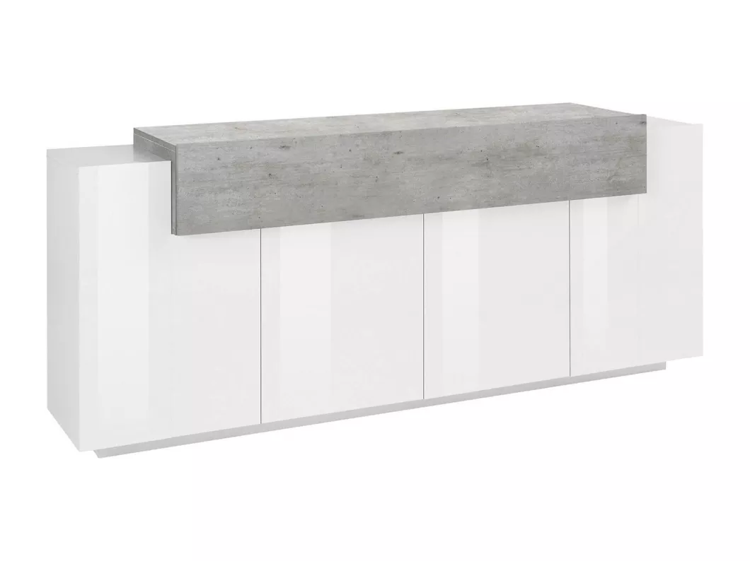 Kauf Unique Kommode Dgerl, Küchen-Sideboard mit 4 Türen, Buffet für Wohnzimmer, 100% Made in Italy, cm 200x45h86, glänzendes Weiß und Zement