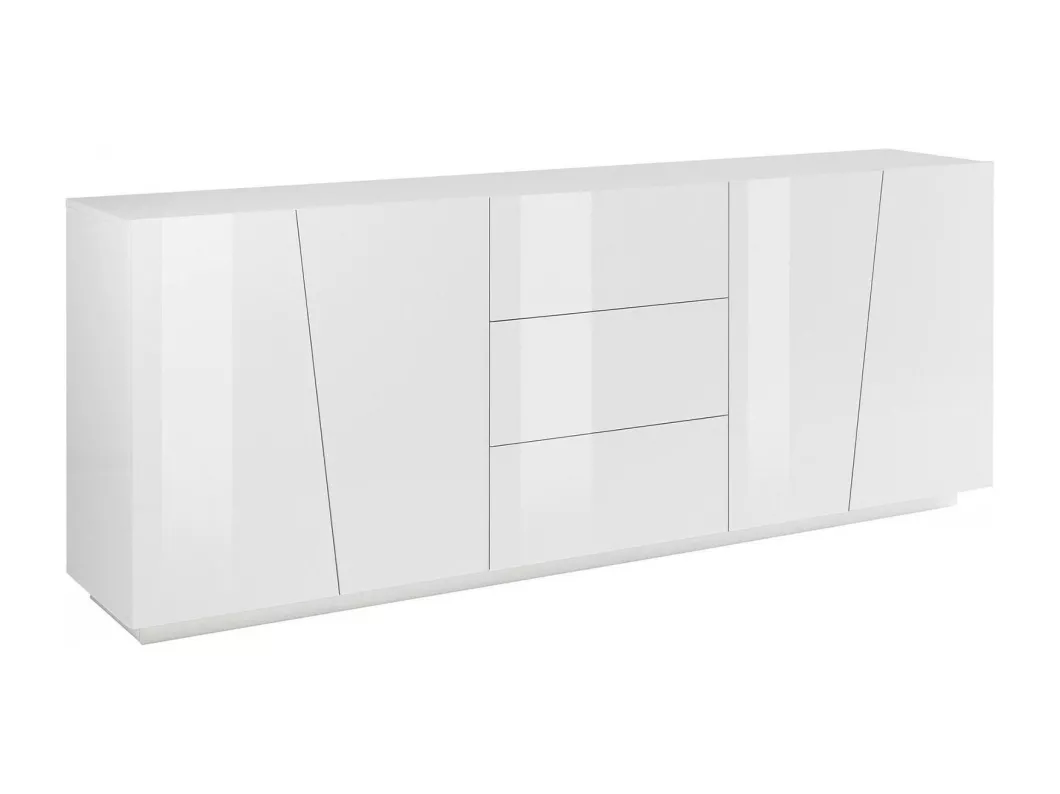 Kauf Unique Kommode Dmicill, Küchen-Sideboard mit 4 Türen und 3 Schubladen, Wohnzimmer-Buffet, 100 % Made in Italy, cm 220x43h86, glänzend weiß