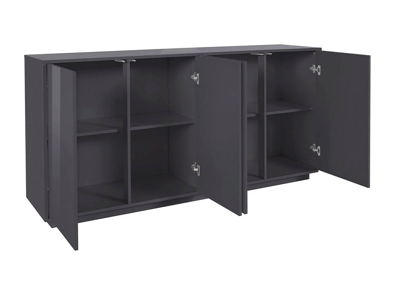 Buffet Dnande, Buffet de cuisine 4 portes, Buffet de salon, 100% Made in Italy, 180x41h86 cm, Anthracite Brillant