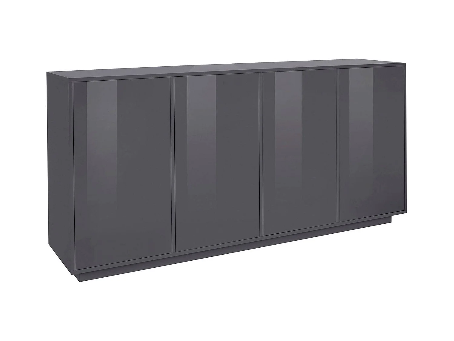 Dnande dressoir, 4-deurs keukendressoir, Woonkamerbuffet, 100% Made in Italy, 180x41h86 cm, Glanzend antraciet