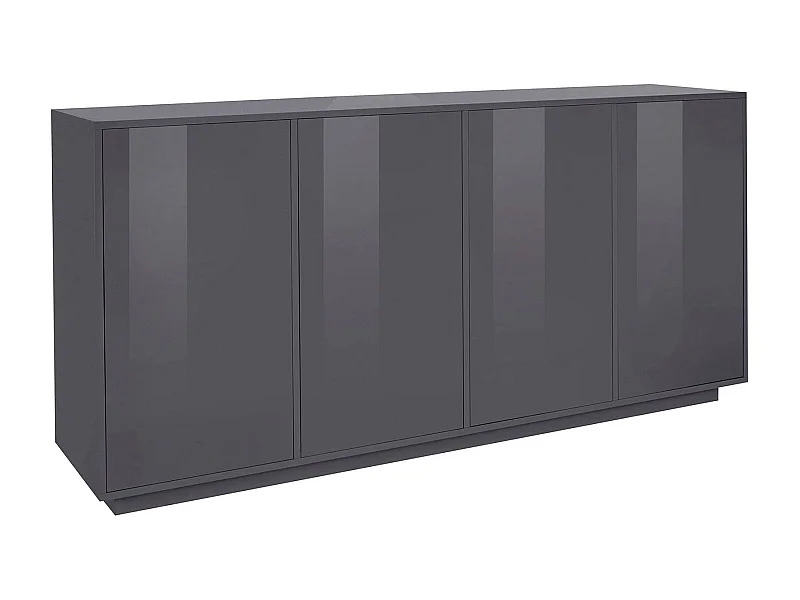 Dnande dressoir, 4-deurs keukendressoir, Woonkamerbuffet, 100% Made in Italy, 180x41h86 cm, Glanzend antraciet