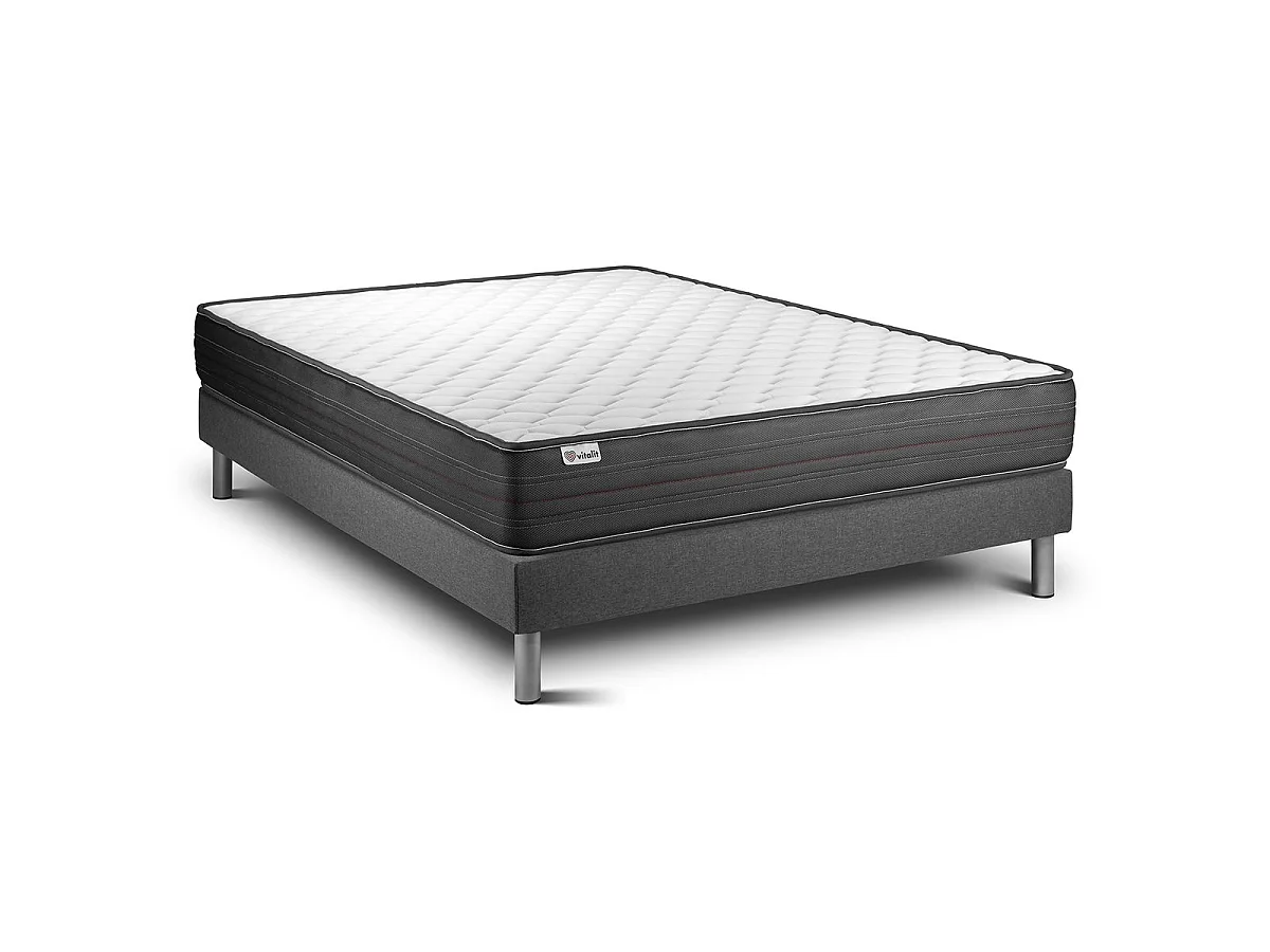 Ensemble VITALPOWER 200 x 200 cm sommier Kit gris