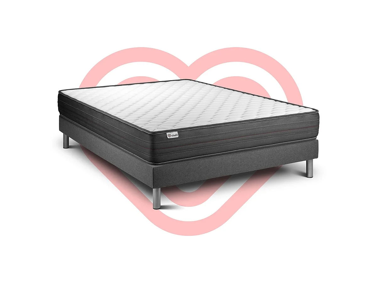 Ensemble VITALPOWER 200 x 200 cm sommier Kit gris