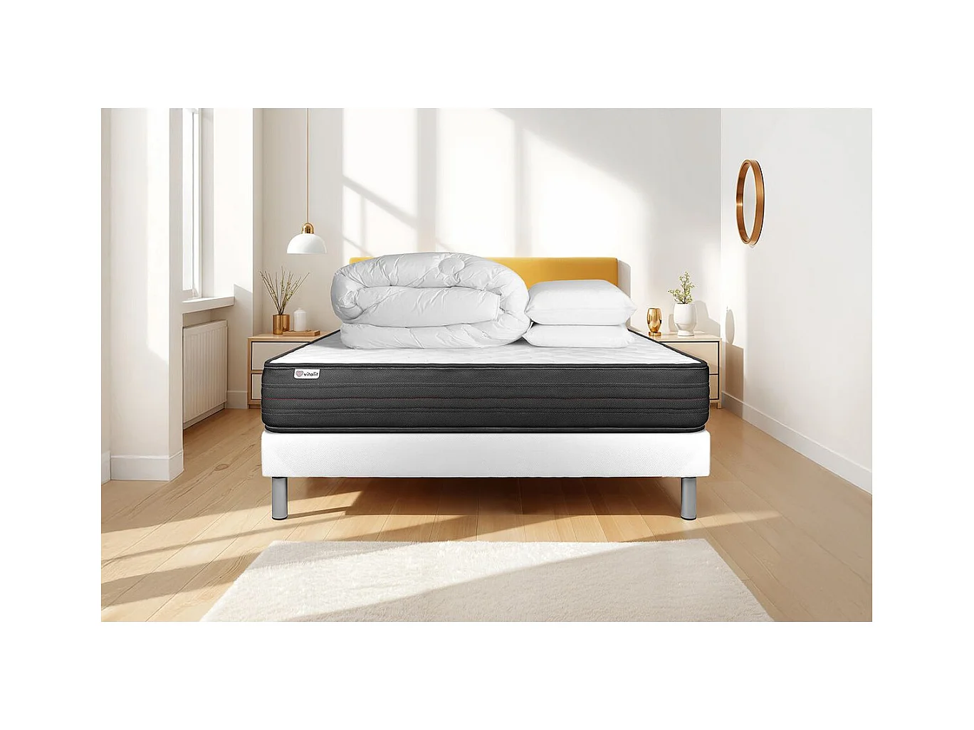 Pack prêt à dormir VITALPOWER 200 x 200 cm sommier Kit blanc
