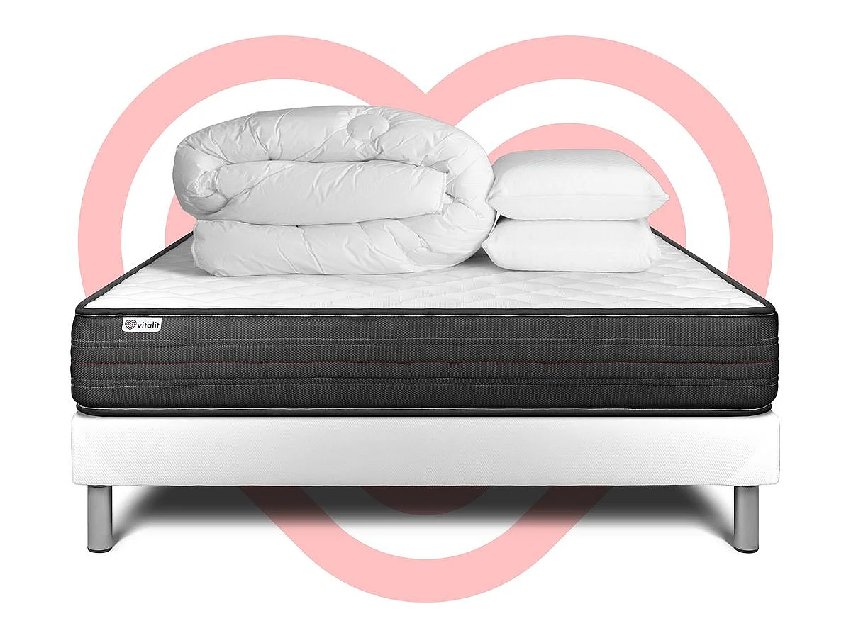 Pack prêt à dormir VITALPOWER 200 x 200 cm sommier Kit blanc