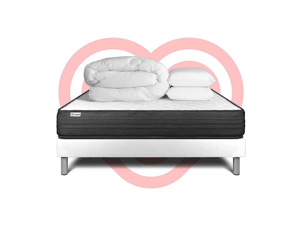Pack prêt à dormir VITALPOWER 200 x 200 cm sommier Kit blanc