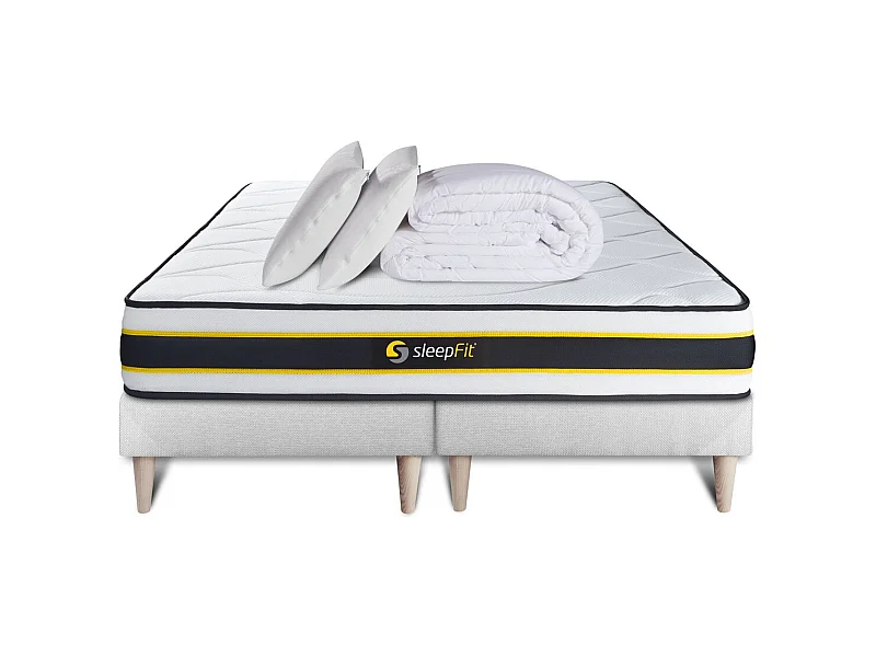 Pack matelas FLEXY 160x200 + double sommiers blanc 80x200 + Couette + 2 oreillers