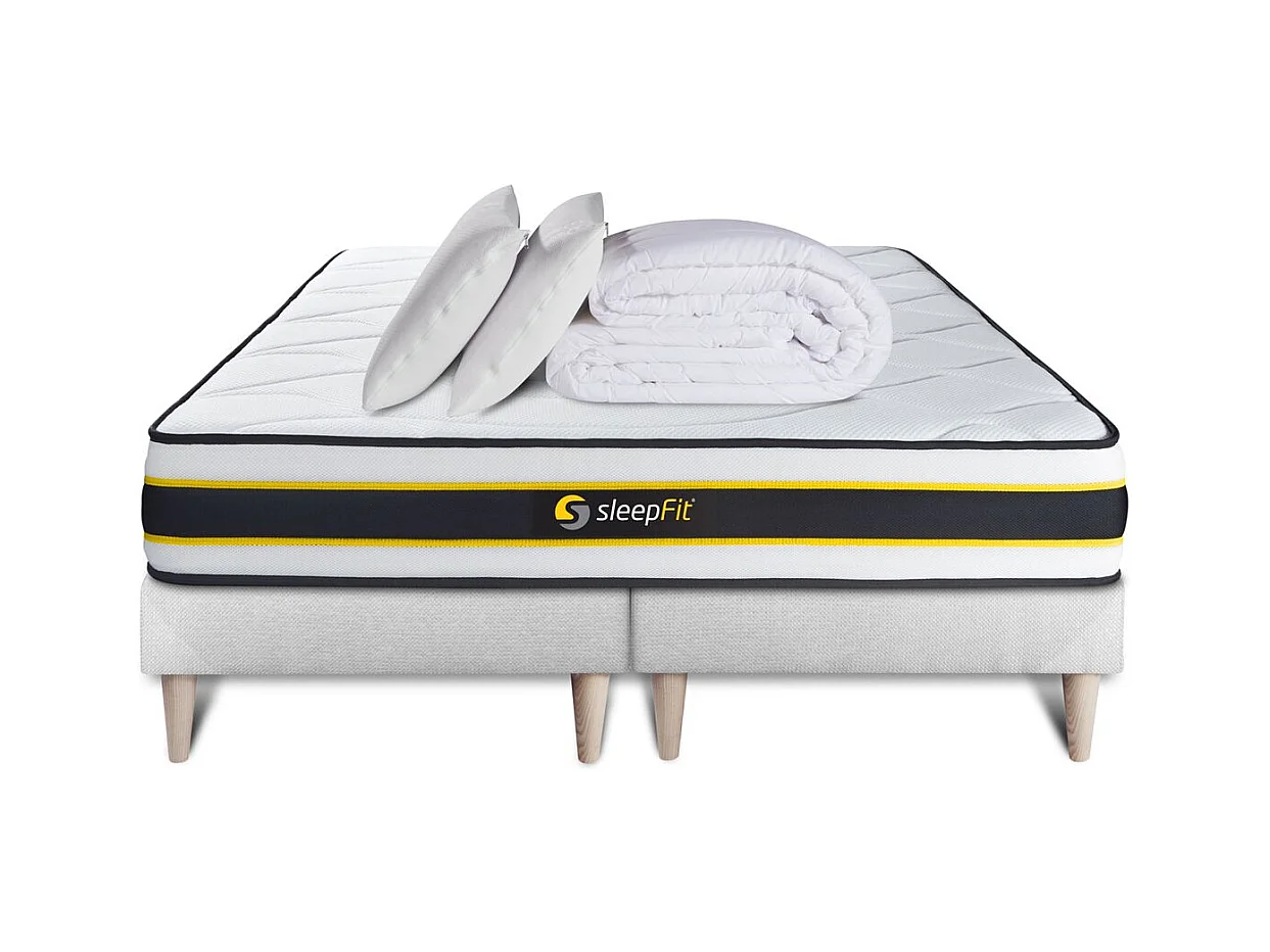 Pack matelas FLEXY 160x200 + double sommiers blanc 80x200 + Couette + 2 oreillers