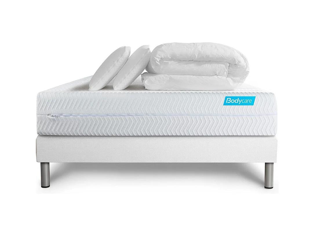 Pack BIOCARE 140x190 Mousse à mémoire de forme BIO 5 zones Maxi épaisseur + Couette + 2 oreillers