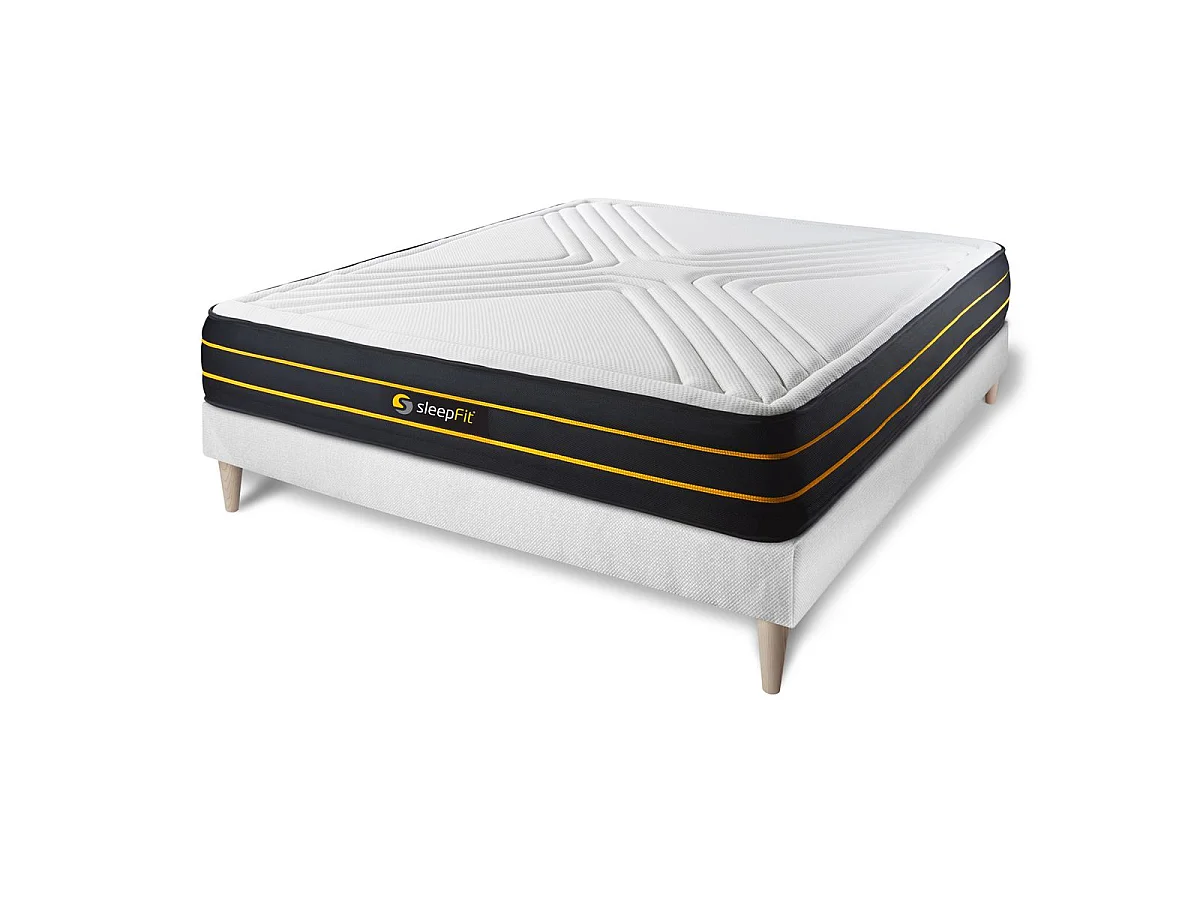 Ensemble 160x200 matelas ULTRA + sommier kit blanc