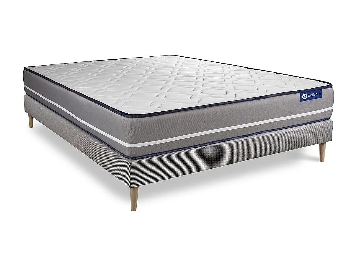 Ensemble matelas à mémoire ACTIMEMO PUR 180x200cm 3zones de confort + sommier KIT gris