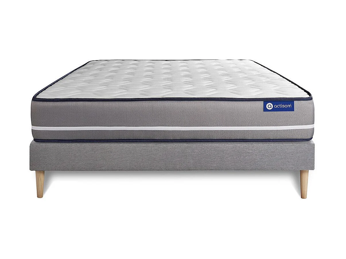 Ensemble matelas à mémoire ACTIMEMO PUR 180x200cm 3zones de confort + sommier KIT gris