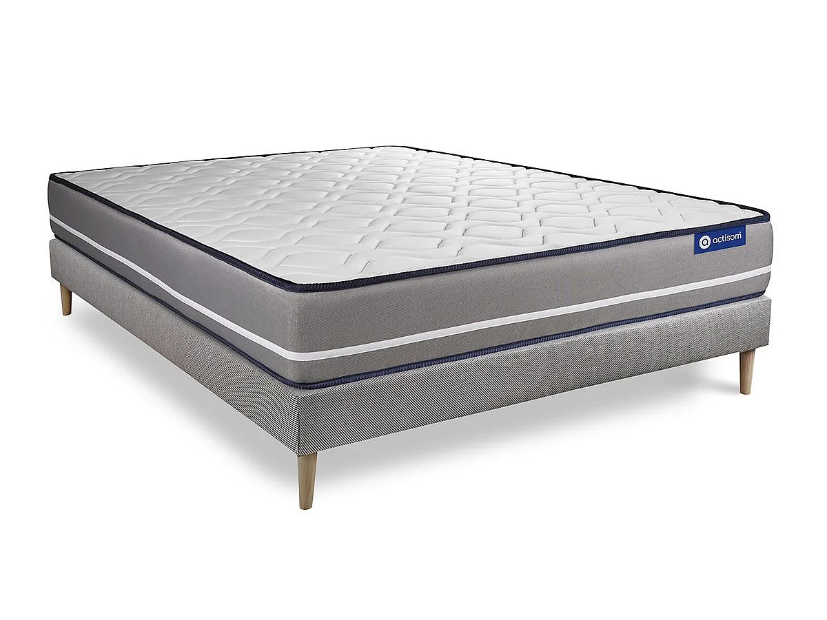 Ensemble matelas à mémoire ACTIMEMO PUR 180x200cm 3zones de confort + sommier KIT gris