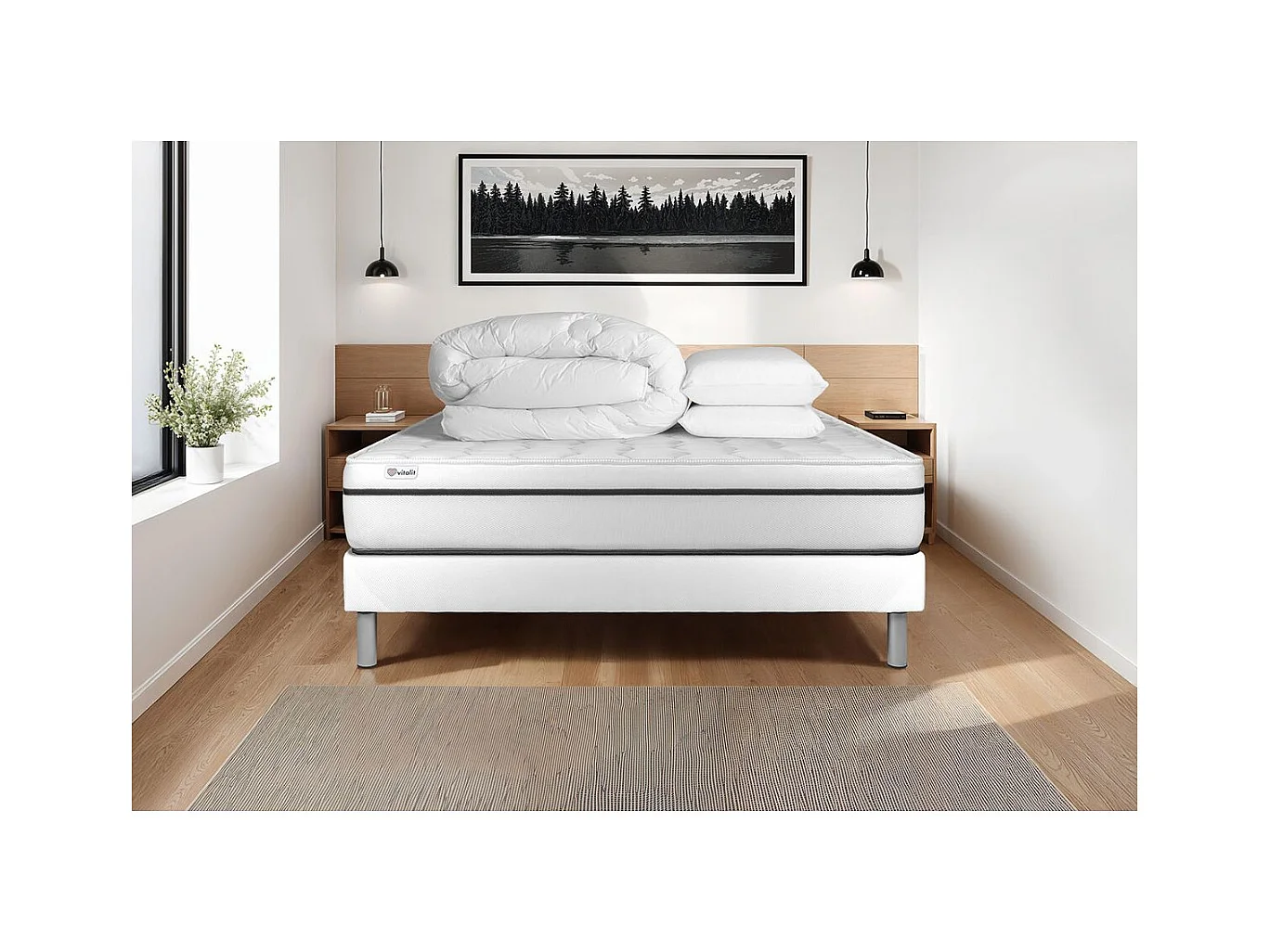 Pack prêt à dormir VITAL SPA 200 x 200 cm sommier Kit blanc