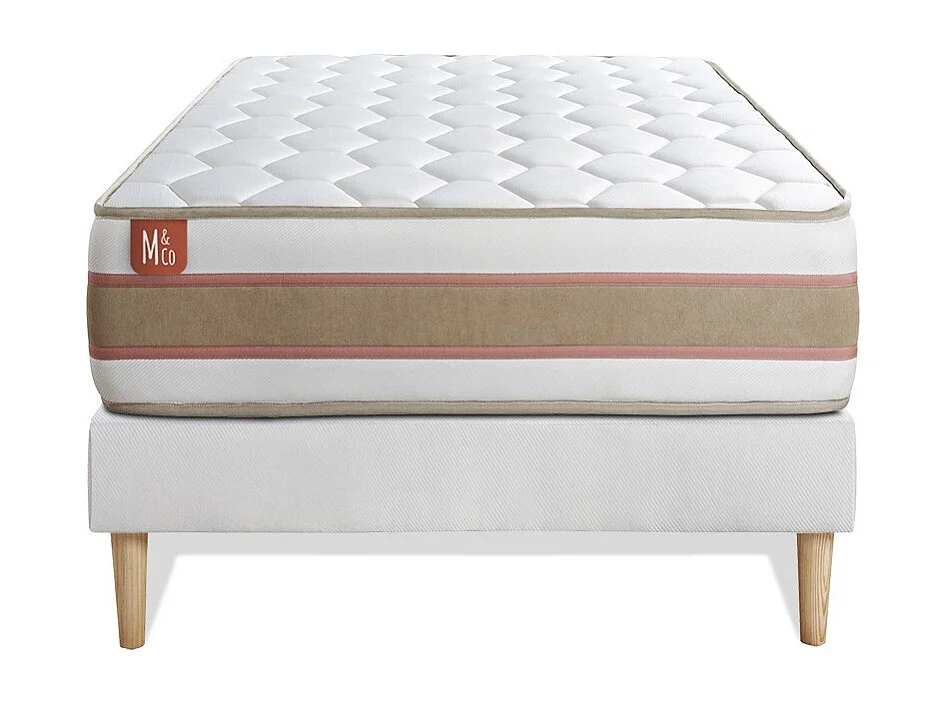 Ensemble LE DÉLICAT 90x190cm Ressorts ensachés + Mémoire de forme 5 zones de confort - Ep. 26cm + sommier kit Blanc