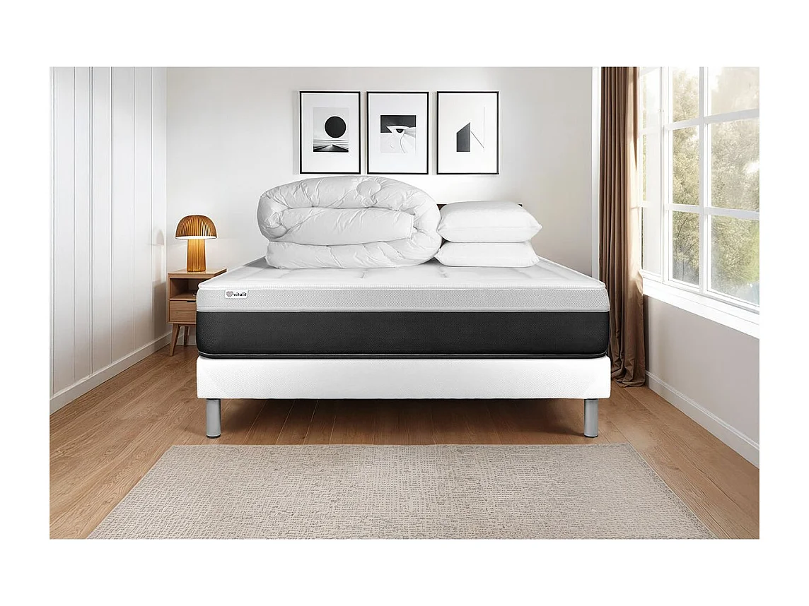 Pack prêt à dormir VITAL FORM 140 x 190 cm sommier Kit blanc