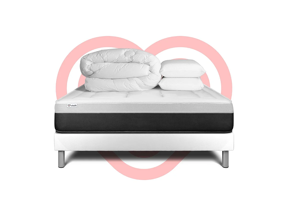 Pack prêt à dormir VITAL FORM 140 x 190 cm sommier Kit blanc